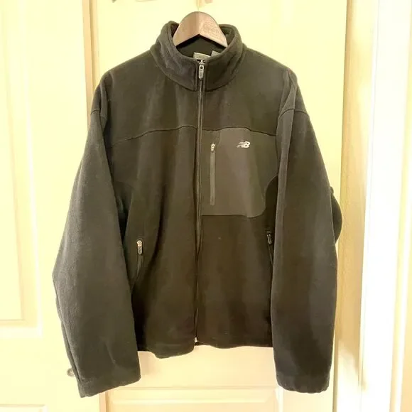 New Balance Men's Black Sherpa Fleece Funnel Neck Full-Zip Jacket coat Size L - Picture 2 of 12